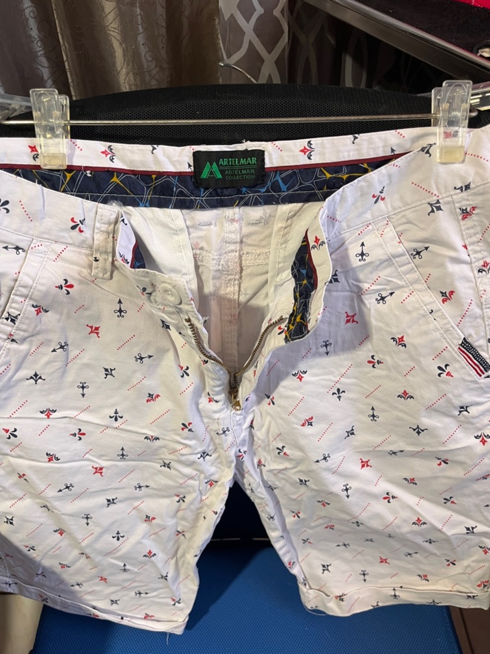 White Printed Cargo Shorts